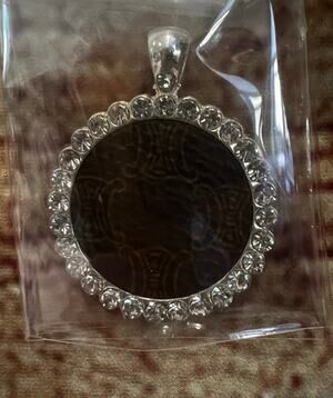 Authentic Celine Triomphe Upcycled Necklace Pendant Circular Diamond Jeweled 1"